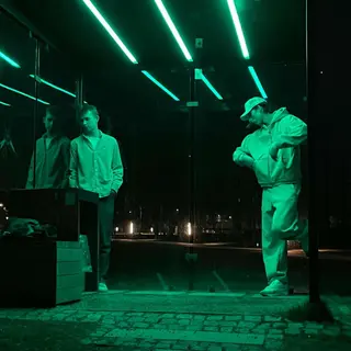 Another moment beneath green lights